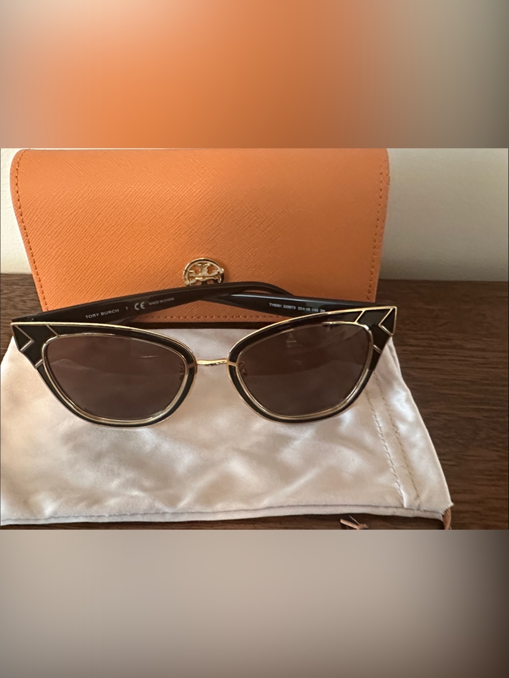 Tory Burch Black and Gold Cat-Eye Women's Sunglasses